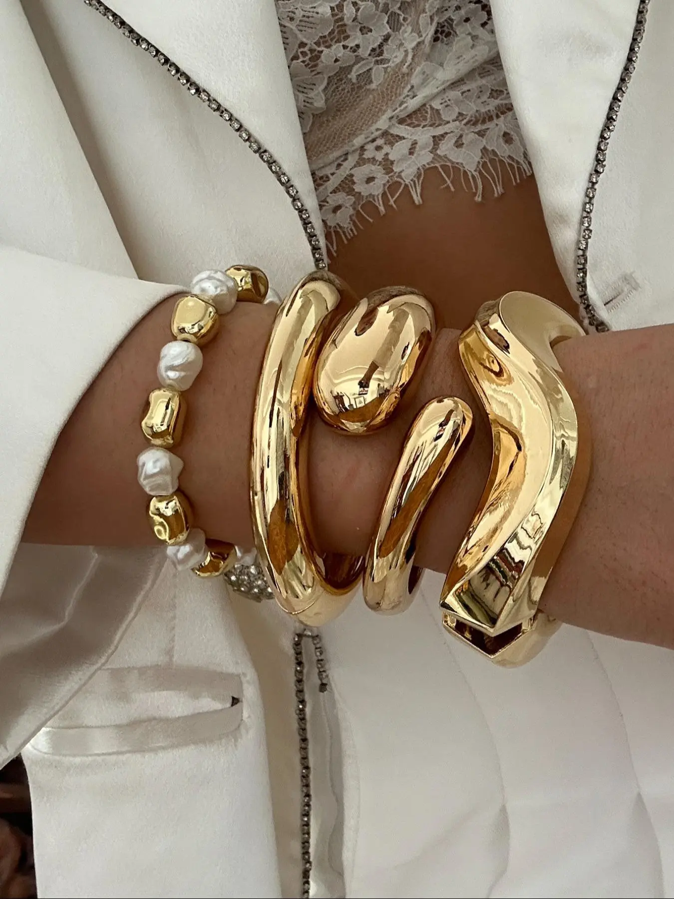 Irregular Design Bangle, Fashionable Jewelry for Women for Party, Daily Clothing Decor, Trendy All-match & Exquisite Jewelry for Birthday Gift