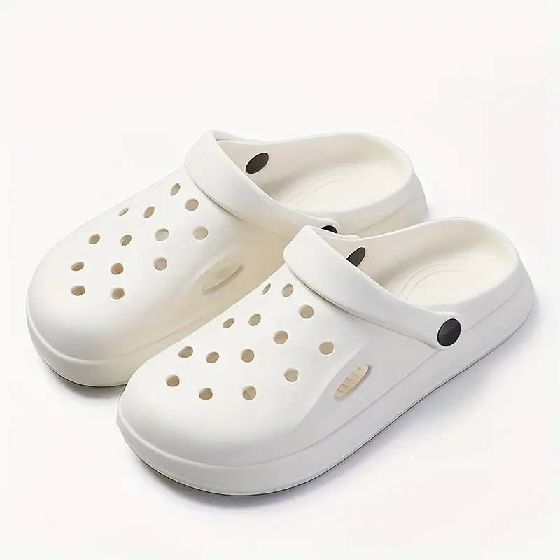 EVA Solid Color Clogs, Lightweight Flat Soft Sole Home Garden Clogs, Breathable Hollow Beach Clogs Boy Footwear 2