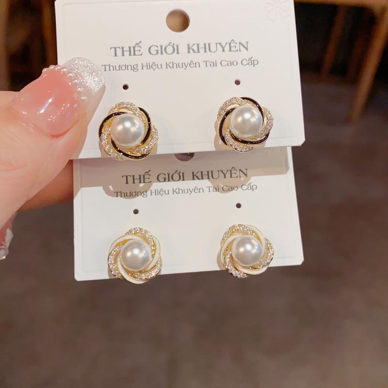 Bông Tai Nữ Tròn Viền Xoắn Dễ Đính Ngọc Trung Tâm, Hoa Tai Cao Cấp Thế Giới Khuyên khuyên Tai Mạ Vàng 18K tai