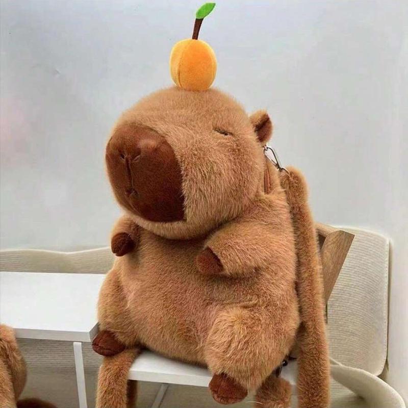 Capybara Design Plush Backpack, Cute Animal Design Stuffed Toy Backpack, Kawaii Plushies for Women & Men, Ideal Birthday Gifts 4