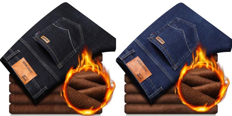 Product Introduction of Quần Jean Dày Lót Lông Cừu Cho Nam, Thẳng, Rộng, Co Giãn, Cỡ Lớn, Thắt Lưng Cao, Nhung, Cha Trung Niên, Quần Mùa Đông Ấm Áp 11