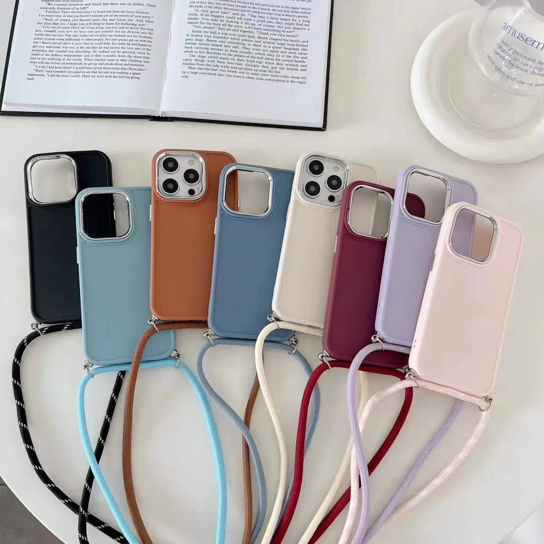 The new plating ring lanyard is suitable for iPhone14promax phone case anti-drop 11/12/13/14 simple X/XX/XXMAX protective case