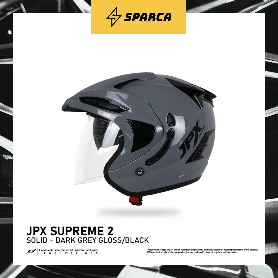 [SPARCA] Helm JPX Supreme2 Solid DARK GREY GLOSS/BLACK