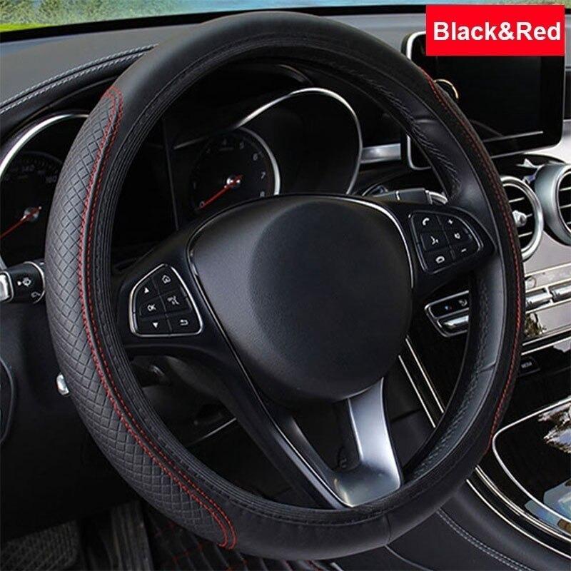 Product Introduction of Universal Car Steering Wheel Cover Auto Steering- Wheel Cover Anti-Slip Universal Embossing Leather 9