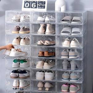 Clear Shoe Box, Thick Foldable Shoe Storage Box with Lid, Space Saving Shoe Rack, Shoe Organizer for Entryway Bedroom Family Dormitory