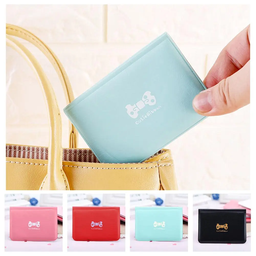 12 Card Slots Korean Cute Card Holder Bow Pattern Ladies Portable Holder Card Multi-compartment