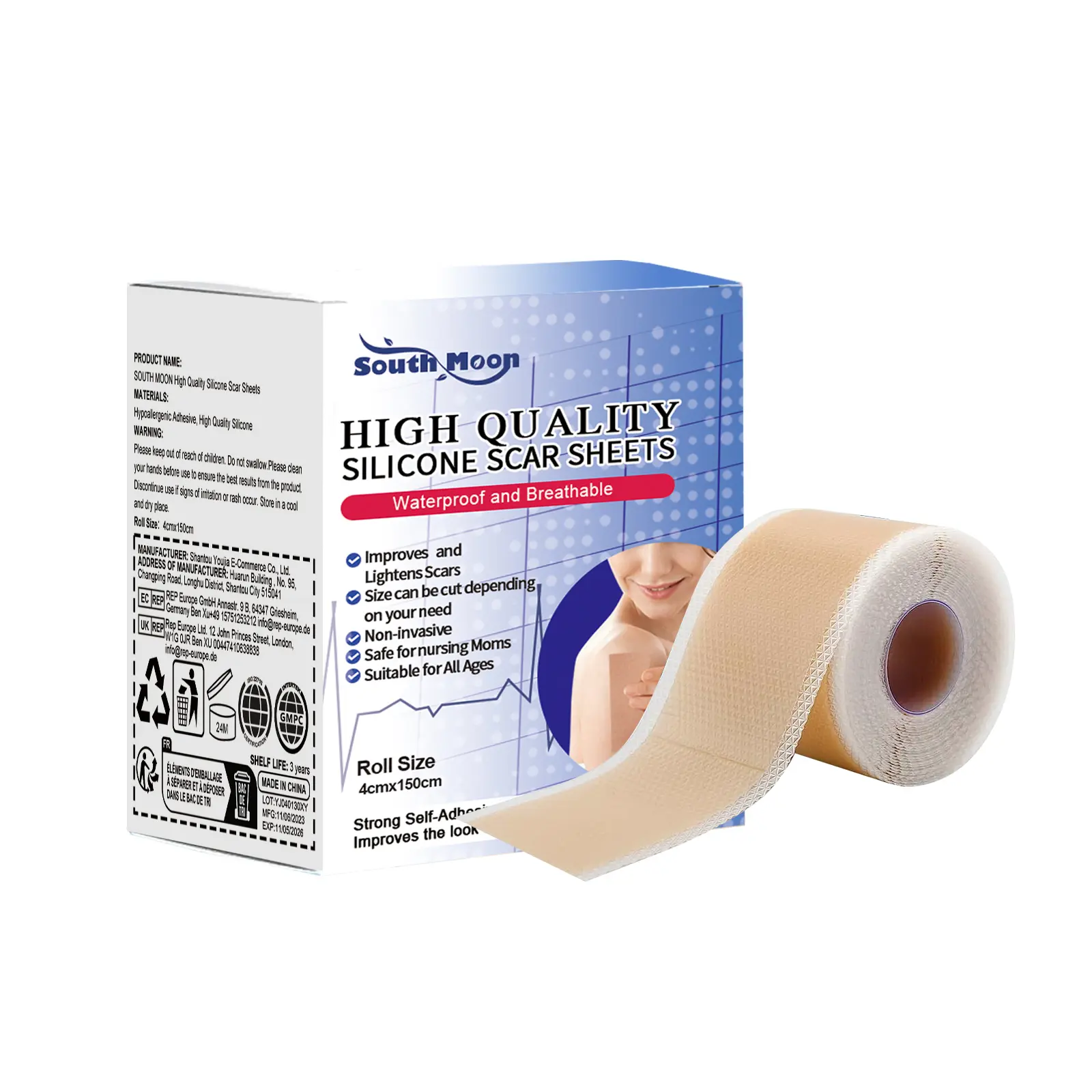 South Moon High Quality Silicone Scar Sheets, Fade Scar Waterproof Breathable Skin Scar Beauty Patch