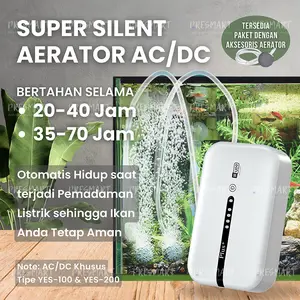 Silent AC DC USB Aerator Pompa Oksigen Air Pump Gelembung Udara Airator Baterai Mancing 1 2 Lubang Cas Aquarium Ikan Udang