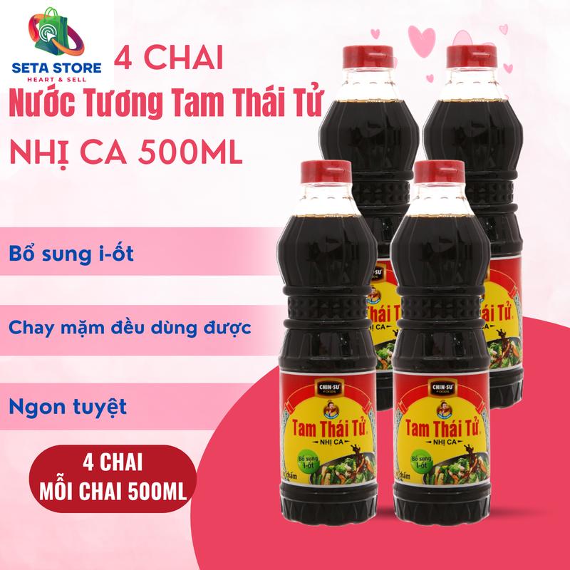  4 Chai Nước Tương Tam Thái Tử Nhị Ca 500ml Nước Sốt Chua Gia Vị Cay 