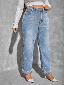 【Plus Size】 Denim Jeans, Casual Comfy Jeans for Daily Wear, Women's Bottoms for All Seasons