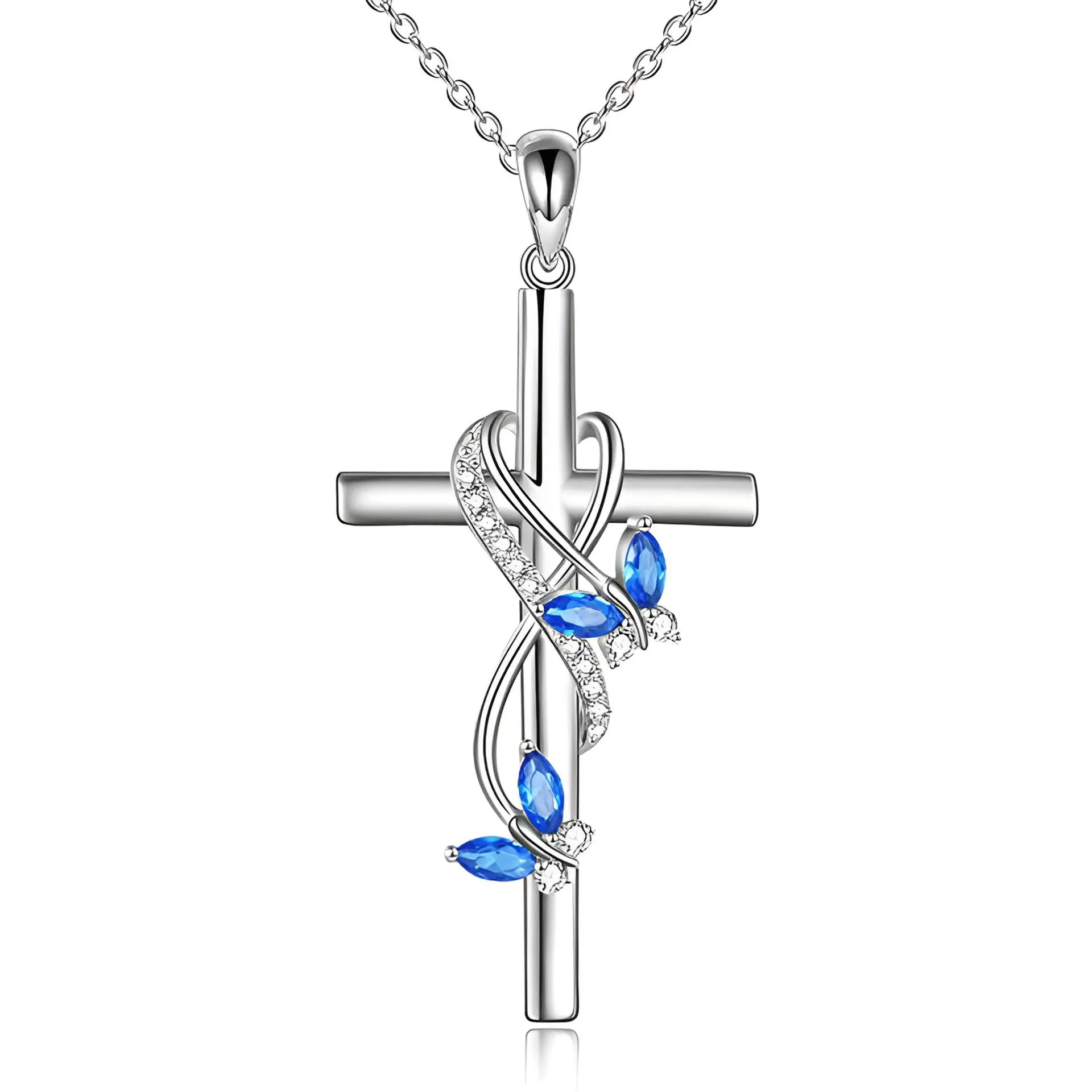 Fashion and exquisite women's necklace, Elegant Butterfly cross pendant necklace
