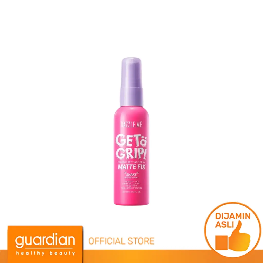 Dazzle Me Get A Grip! Makeup Setting Spray Matte Fix 60Ml - Smooth Matte Finish Triple-Proof Makeup Lock Oil Control Tahan 24 Jam