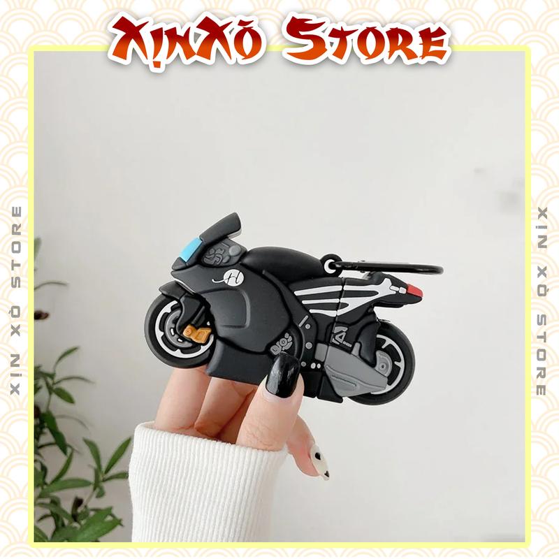 Vỏ ốp Airpod 2 3 4 Pro Pro 2 Xe Moto kèm móc khóa cute, Case Airpods Silicon - XỊN XÒ Store