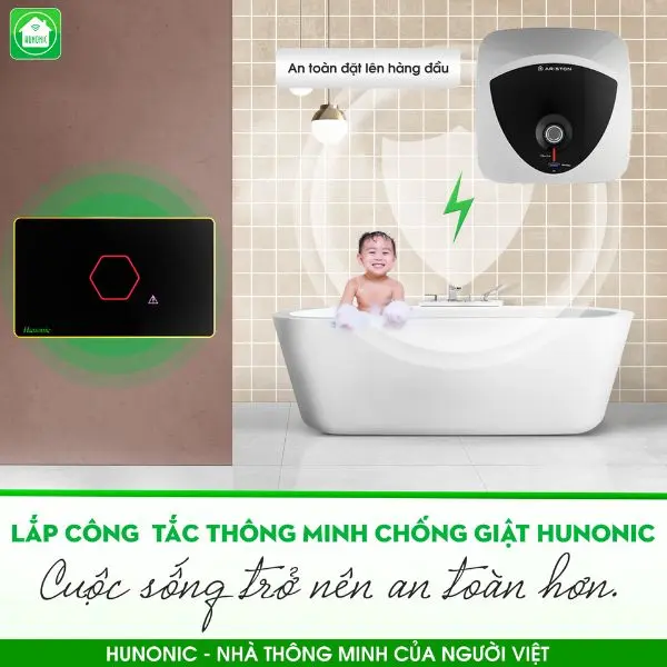 [CHỐNG GIẬT] Công tắc cảm ứng Hunonic Datic 1 Nút Công Suất Lớn kết nối Wifi điều khiển bình nóng lạnh, điều hoà 4