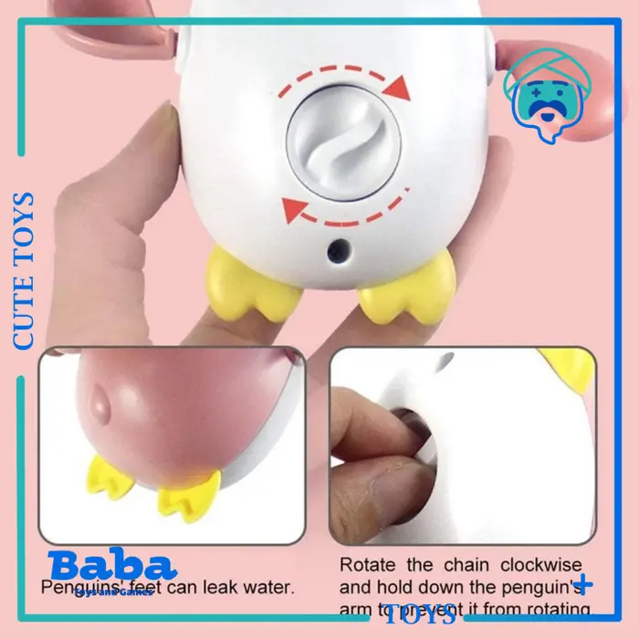 Mainan Mandi Bayi Anak Bath Toy Inersia Bentuk Penguin Berenang 3