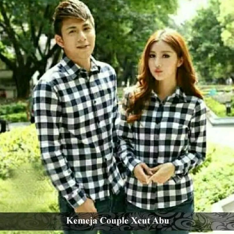 kemeja couple an flanel panjang pria wanita isi 2 kemeja baju Pasangan Santai 7