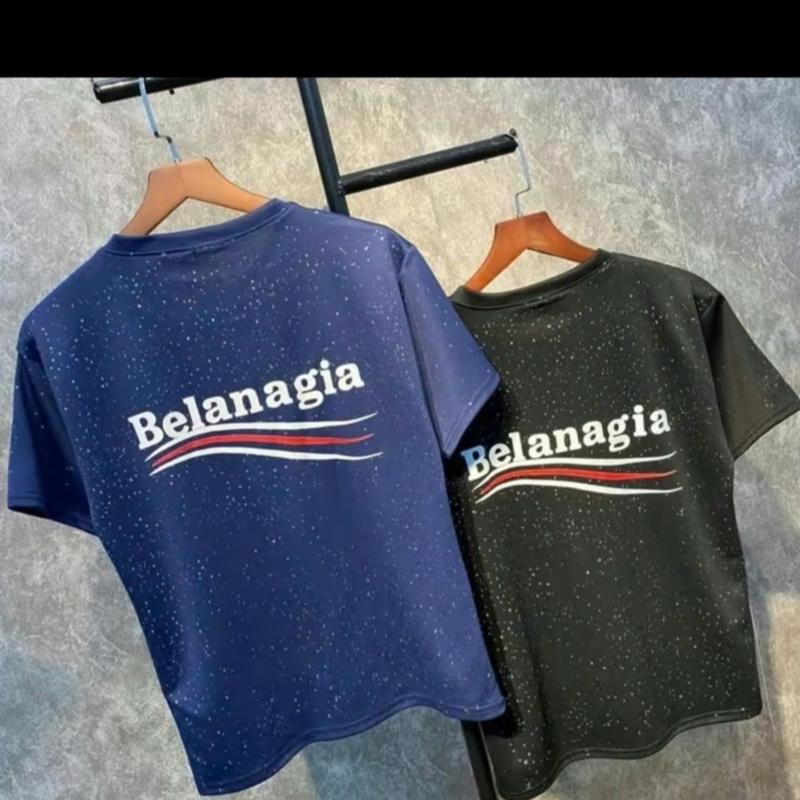 Áo thun phông Unisex nam/nữ in chữ bẻlan  . a ga kim tuyến Menswear Cổ Tròn