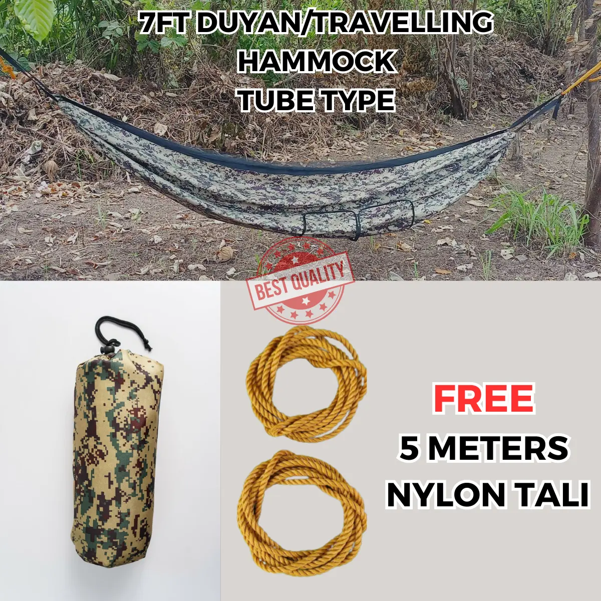 Duyan Types Hammock/Duyan 7 Feet Tube Type with FREE 5 meters Nylon Rope(Philarpat ...
