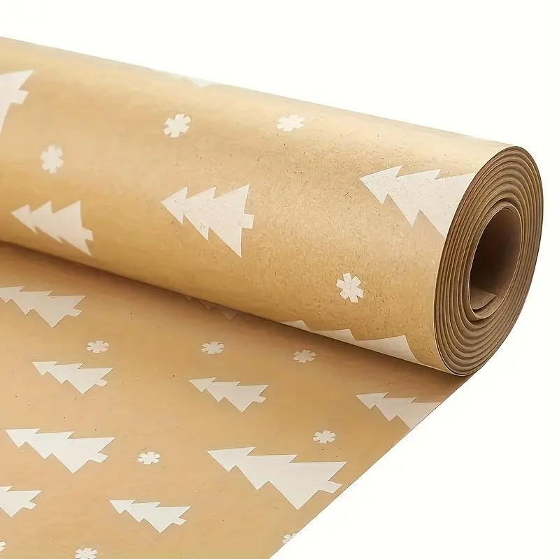 Christmas Tree Pattern Gift Wrapping Paper, 1 Count Gift Wrapping Roll, Gift Wrapping Supplies for Party, Holiday, Christmas Party, Stocking Filler 0