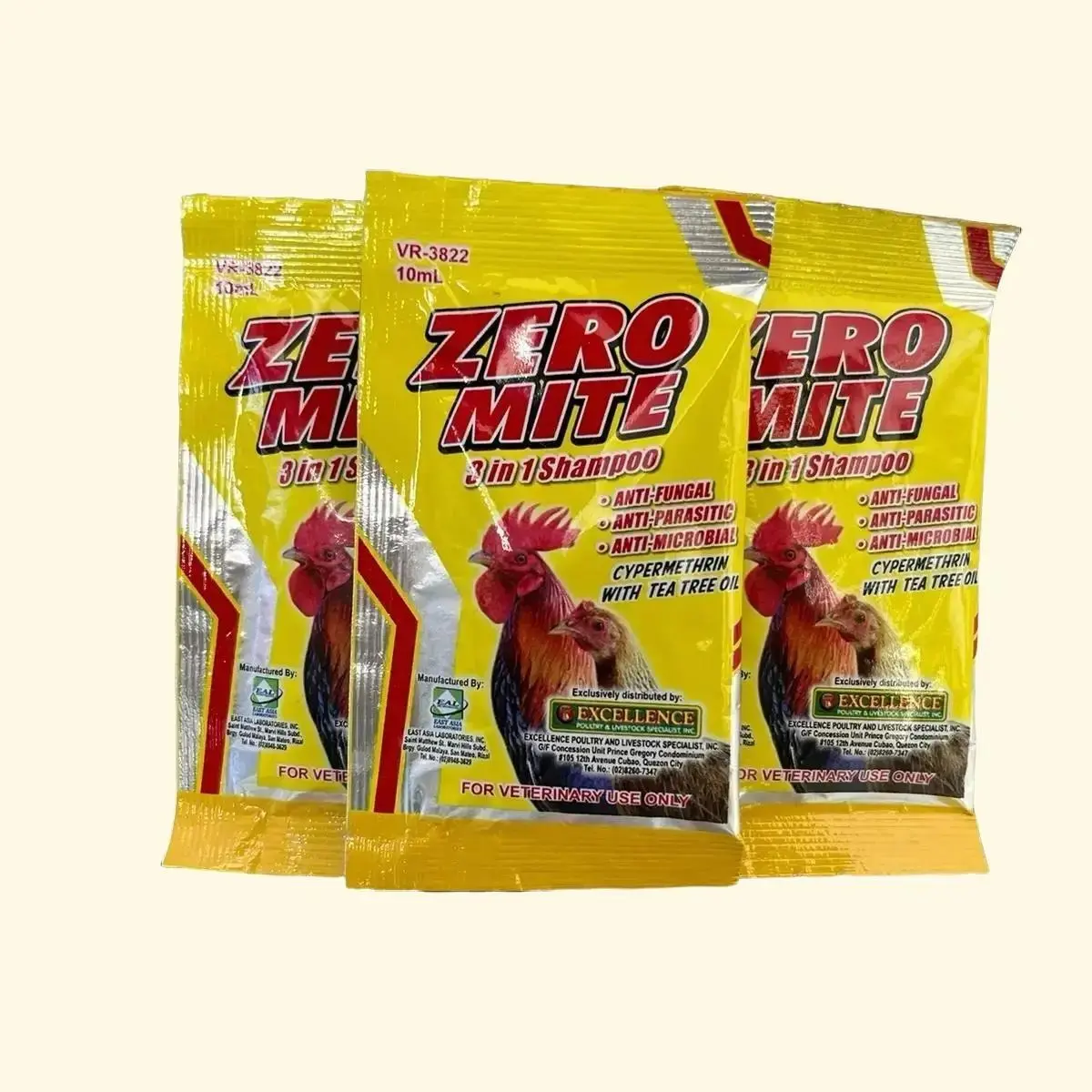 3 Gói Xà bông tắm gà diệt mạt Zeromite loại bỏ & ngăn chận ký sinh trùng, ve đỏ, bọ ve, rận mạt