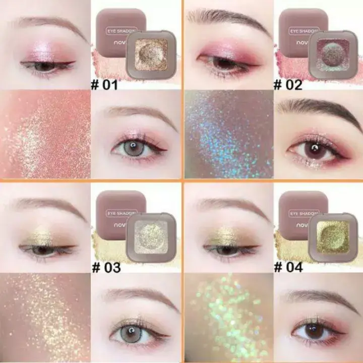NOVO Eyeshadow Glitter Perawatan Dan Kecantikan Waterproof