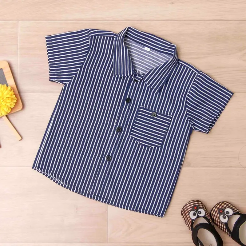 DhadomKids - SETELAN KEMEJA CELANA 7/8 SALUR ANAK LAKI LAKI & PEREMPUAN ( UNISEX) USIA 1-6 TAHUN (SALUR HITAM) 3
