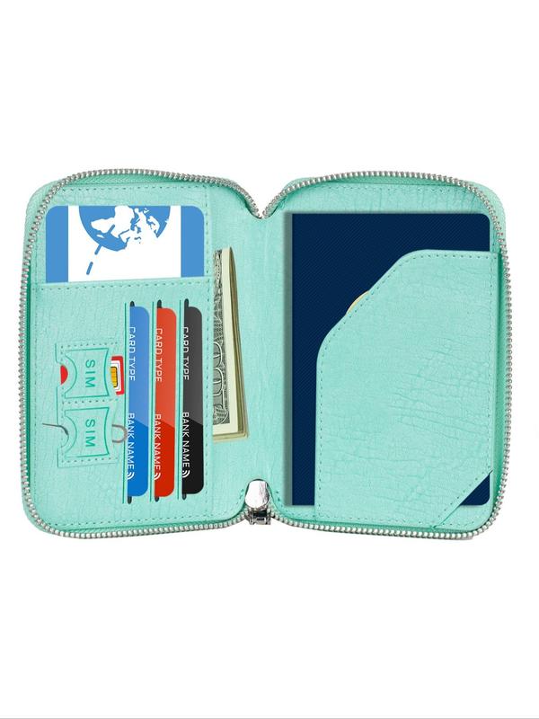 Solid Color Zipper Closure Passport Wallet, Fashionable Travel Document Holder Cover, Casual Trendy Versatile High-quality Passport Case for Women & Men 4