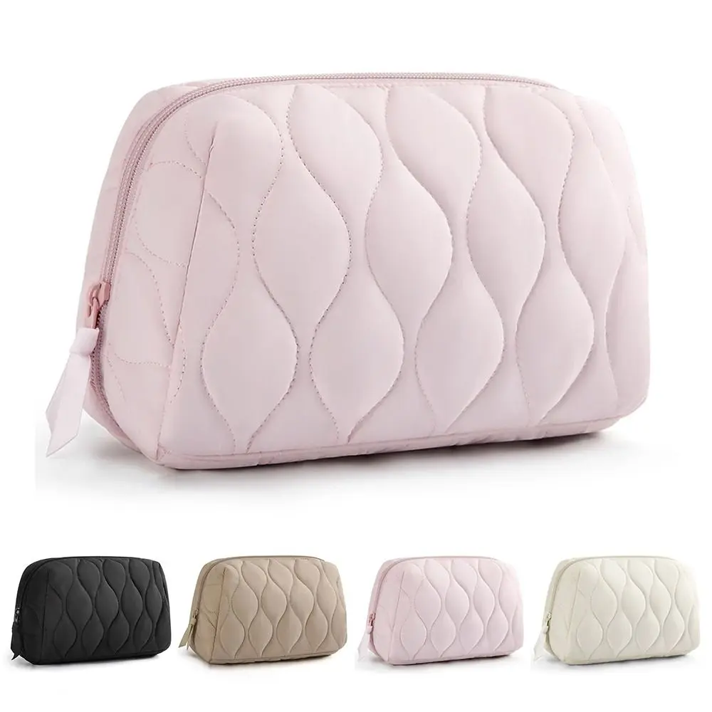 Fashion Puffy Padded Makeup Bag Wide-open Quilted Travel Cosmetic Bag Travel Essentials Pouch Purse for Women