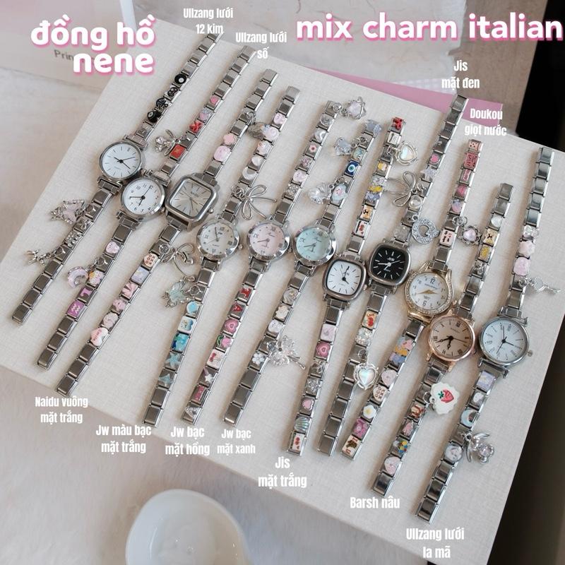   Tặng túi mù  Đồng hồ Mix charm italian được chọn HƠN 1000 KIỂU cham freesize dành cho nữ thời trang có thể chọn số lượng móc Đeo Tay Women 