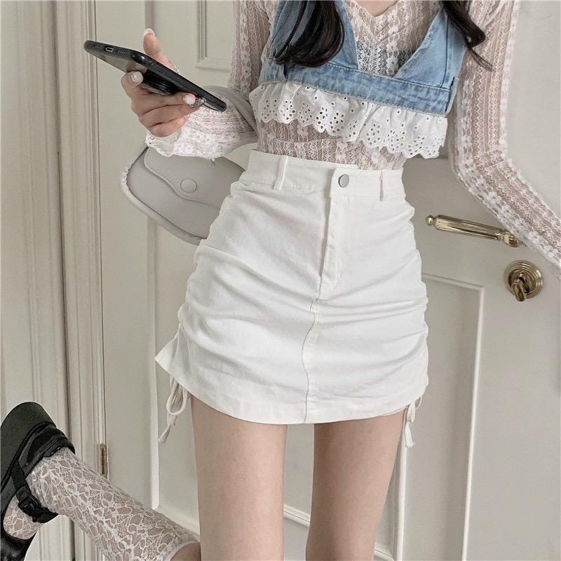 CHÂN VÁY RÚT DÂY 2 BÊN VẢI KAKI CÓ LÓT TRONG BIGZIZE- CVKAKI