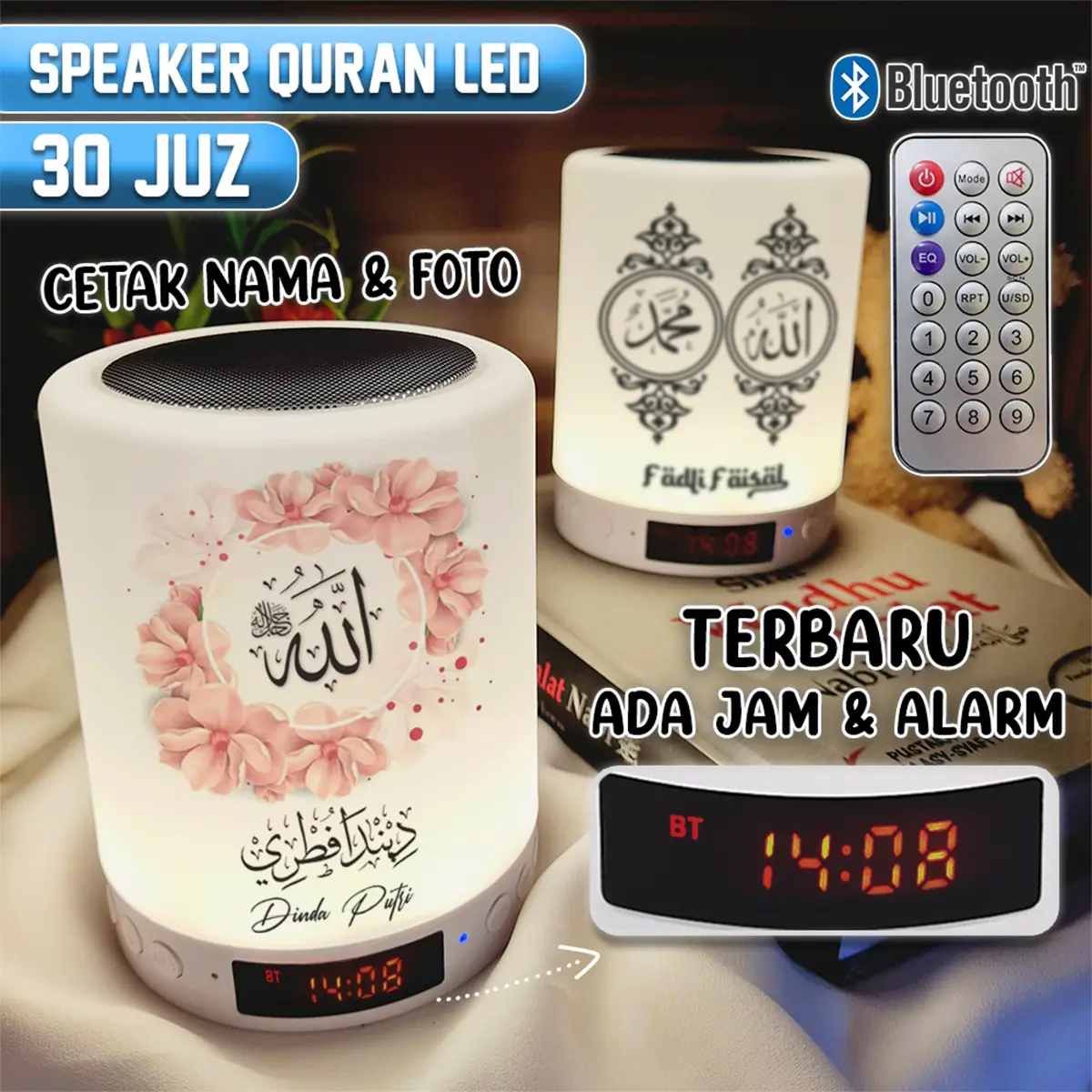 speaker led murottal 16gb full memori,lengkap 30 juz,ada ceramah,sholawat,metode umi dll Bluetooth Bass