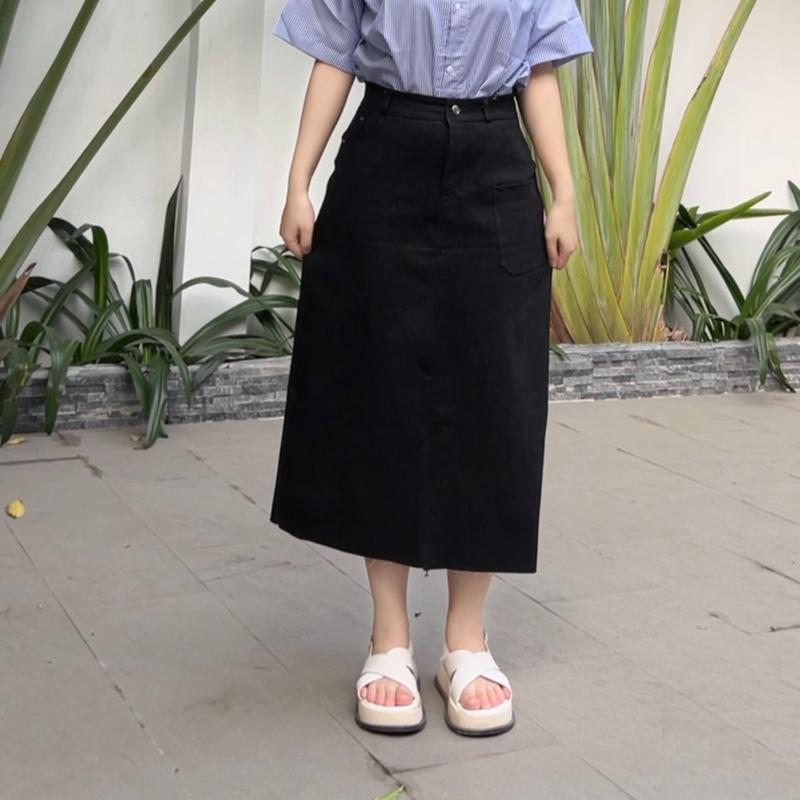 [Bigsize]Chân váy jean chữ A bigsize dáng dài che khuyết điểm tốt đủ size 60-95kg