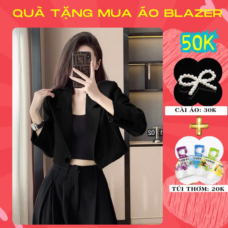 Áo khoác Áo blazer áo vest croptop dáng ngắn dài tay cho nữ phong cách cá tính Quảng Châu  Voi Jacket Women dạ áo  blazer Nút Button Front có quà tặng nơ đá kèm ÁO CROPTOP