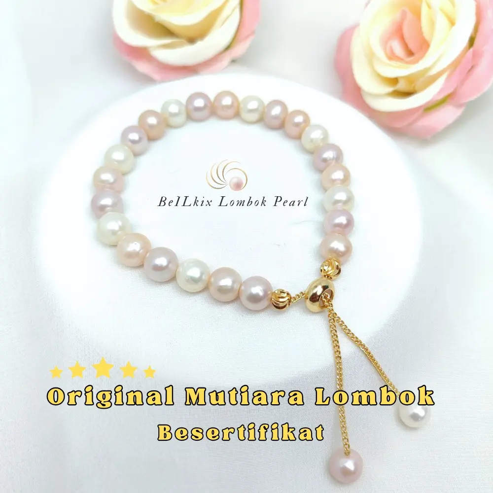 Gelang Serut Wanita Mutiara Air Tawar Lombok Original Asli Besertifikat Sukses Ulang tahun Pernikahan Harian Keterlibatan