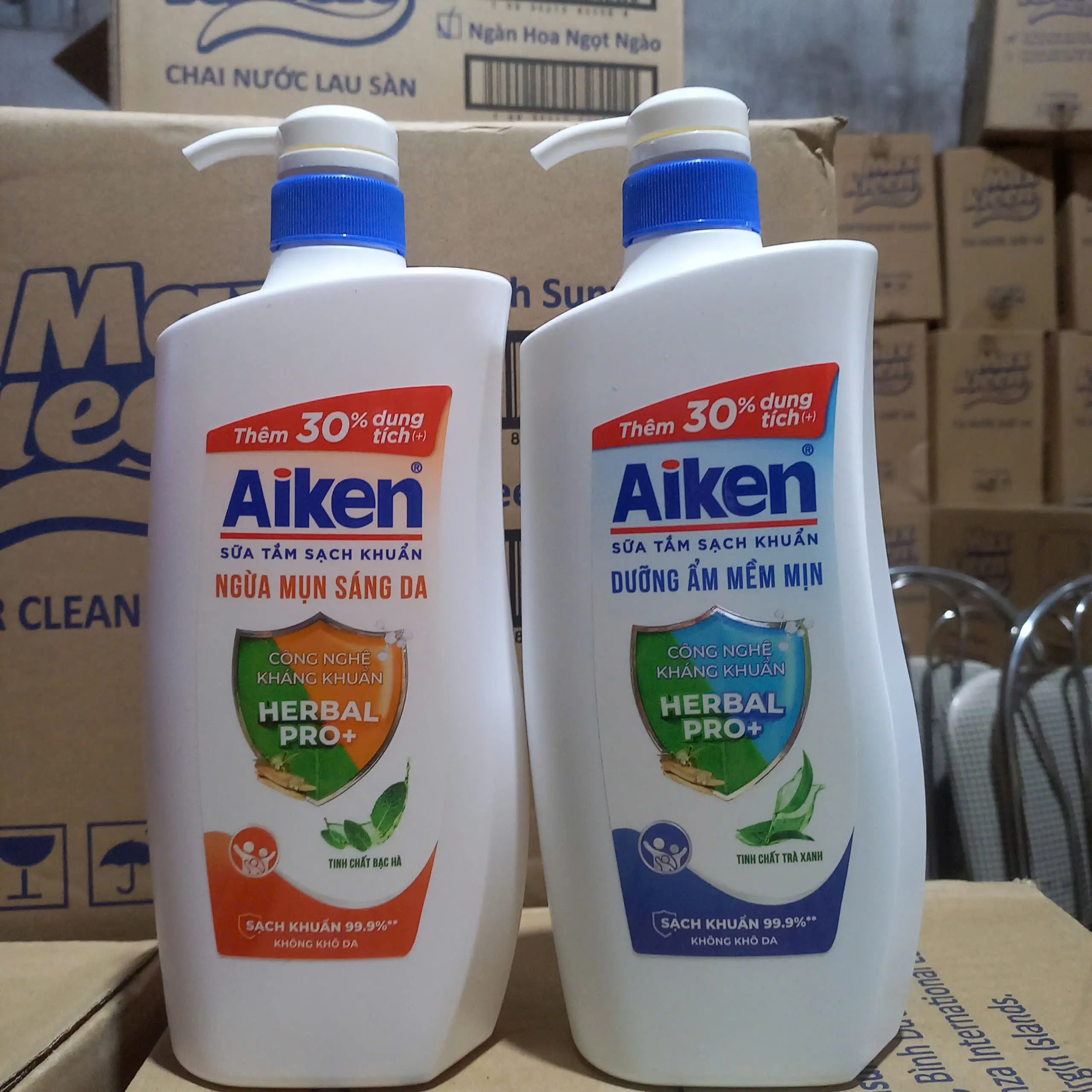 Sữa tắm sạch khuẩn Aiken thảo mộc dưỡng ẩm mềm mịn/ ngừa mụn sáng da 845G