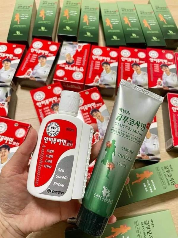 [COMBO 2 LOẠI] DẦU NÓNG XOA BÓP HÀN QUỐC ANTIPHLAMINE 100ML, DẦU LẠNH XOA BÓP GLUCOSAMINW TUÝP 150ML - Dầu mát xa