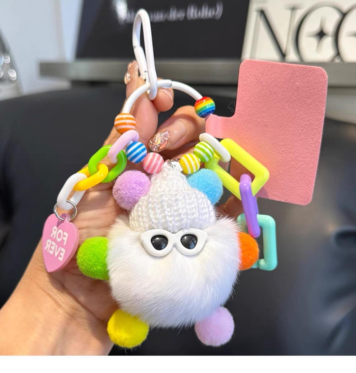 Dopamine Coal Monster Plush Doll Keychain - DIY Key Ring, Cute