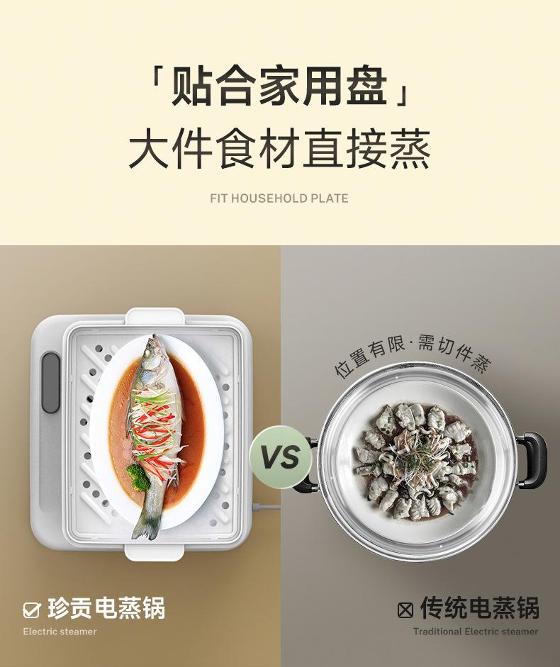Product Introduction of German Brand Zemkon Home Steamer Breakfast Machine Folding Electric Steam Three-Layer Stainless Steel Multi-Functional Electric Steamer 5