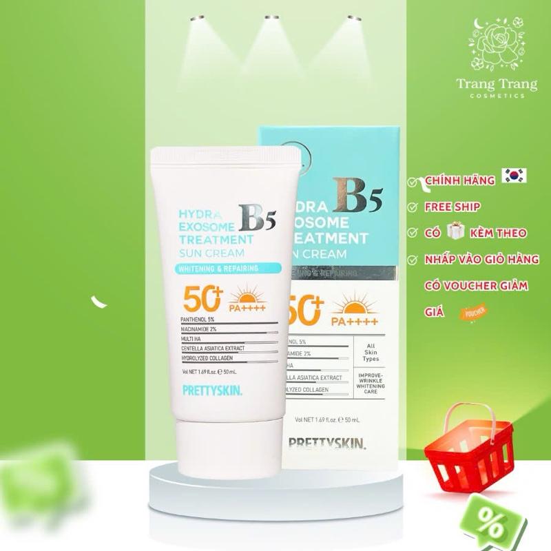 Tặng bông tẩy trang Kem chống nắng B5 giúp phục hồi dưỡng trắng không trôi 50ml mỹ phẩm Trang Hưng