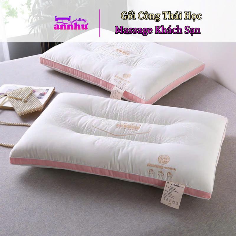 Gối Công Thái Học Lạc Đà Massage Khách Sạn Chống Đau Cổ Vai Gáy 48x74cm, Chất Liệu Tencel Cao Cấp An Như Bedding
