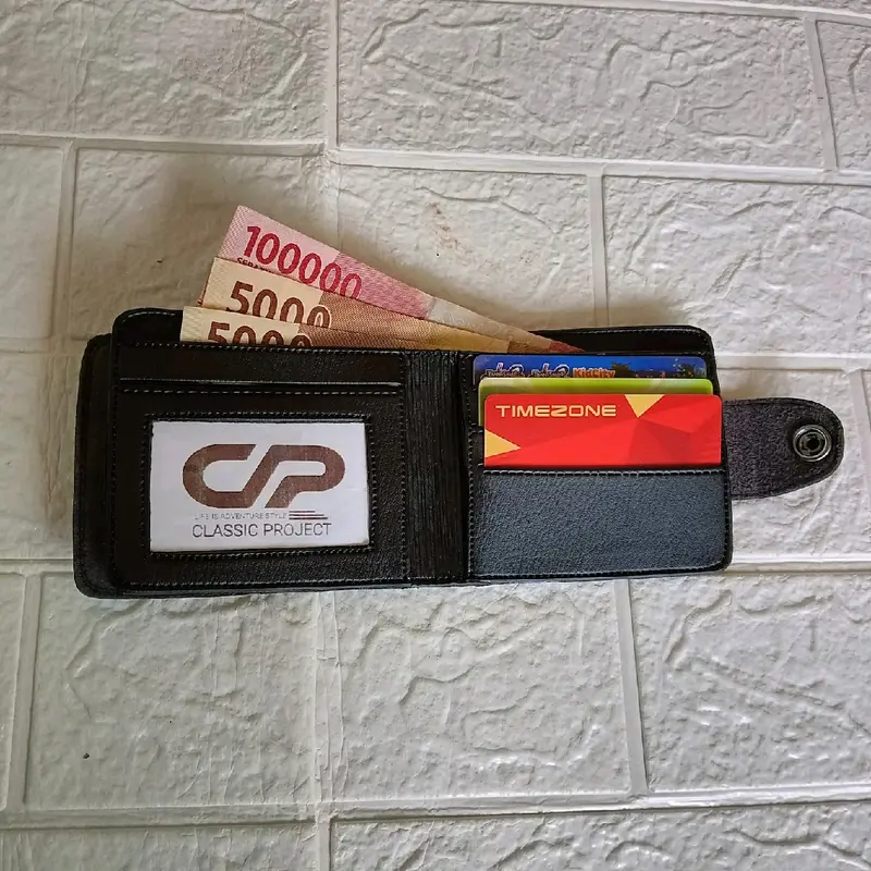 Dompet Pendek Pria Wanita Kulit Sintetis Premium Classic Project Variasi Kulit PU Polos Setrip Cowok 4