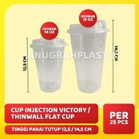 Gambar Cup Injection Victory /Gelas plastik Polos / Thinwall Flat Cup Victory - 14 OZ + TUTUP, Doff ( Frosted) dari Anugrah Plastik_NEW Kota Surabaya 1 Tokopedia