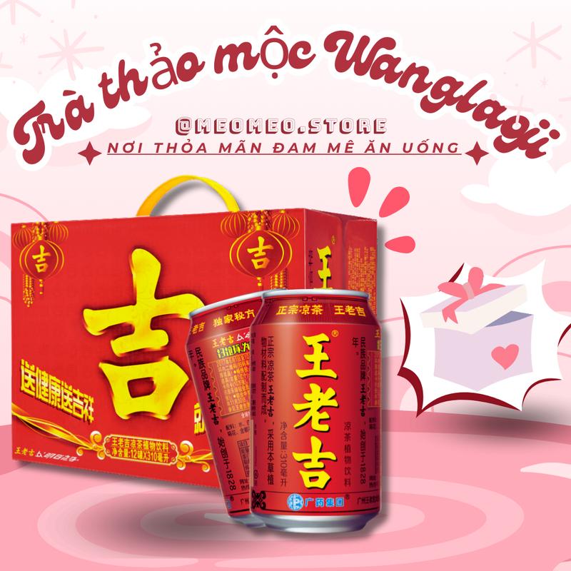 Thùng 24 lon trà sâm, trà thảo mộc Wanglaoji lon 310ml Nước Trà Tea