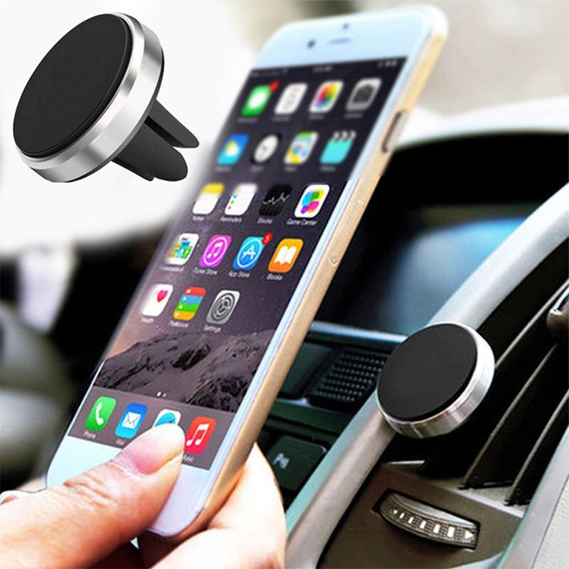 Mini Magnetic Car Air Vent Phone Holder, Clamp-on Round Magnetic Car Phone Holder, Universal Car Phone Stand for iPhone 15 14 13 12 XR, Xiaomi, Huawei & Samsung 4