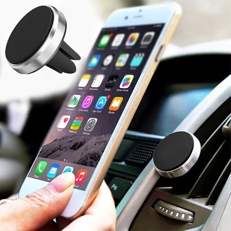 Mini Magnetic Car Air Vent Phone Holder, Clamp-on Round Magnetic Car Phone Holder, Universal Car Phone Stand for iPhone 15 14 13 12 XR, Xiaomi, Huawei & Samsung 4