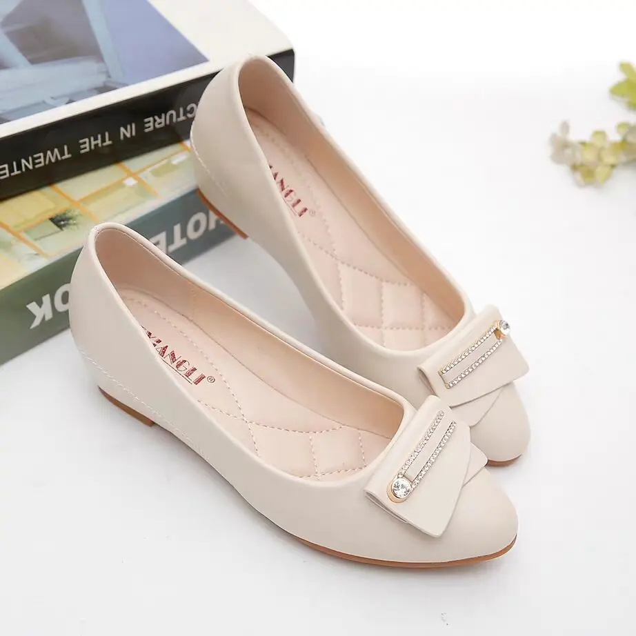 Giày Da Mềm Chất Lượng Cao Cho Nữ, Giày Đế Bằng Thời Trang Dễ Phối Đồ Cho Công Sở, Đế Mềm, Đậu Hà Lan, Giày Da Nhỏ, Mùa Xuân Và Mùa Thu Mới