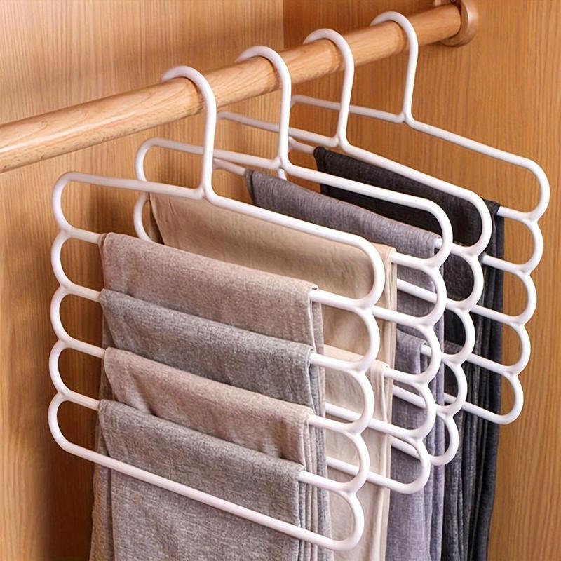 5 Layer Pants Hanger, 3 Counts Space Saving Non-slip Pants Rack, Multifunctional Clothes Hanger for Home Bedroom Closet, Organiser 5