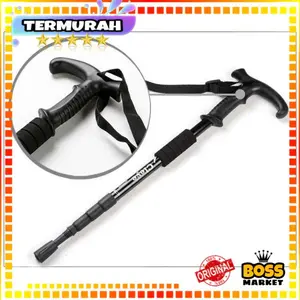 Tongkat Hiking Trekking Telescopic 4 Section Trekking Pole E4102 Tracking pole Gagang L hitam Trekking Pole Tongkat Treking Hiking Camping