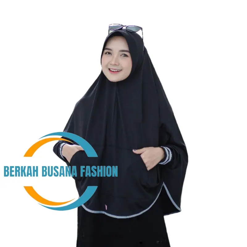 Jilbab Lengan Saku Hijab Tangan Panjang Kerudung Jumbo Syari Muslim Terbaru Cantik Instan Khimar 2