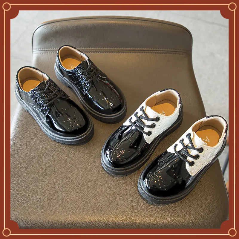 Children's sports shoes Spring and Autumn new style children's black small leather shoes Fashion British style boys' performance shoes
